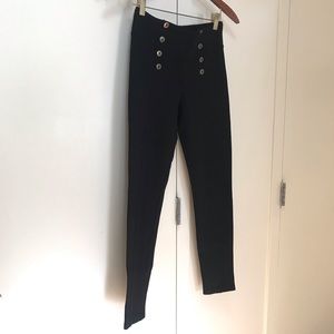 Zara black button detail high waist leggings M